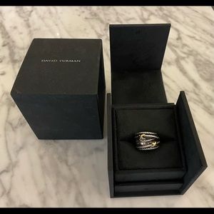 David Yurman Double X Crossover Ring with 18k Gold, size 6